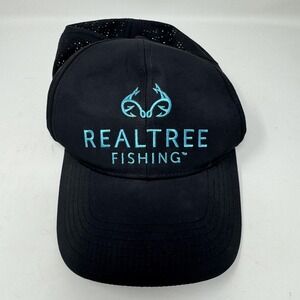 Realtree Fishing Hat Cap Strap Back Mens Black Mesh Embroidered Outdoor